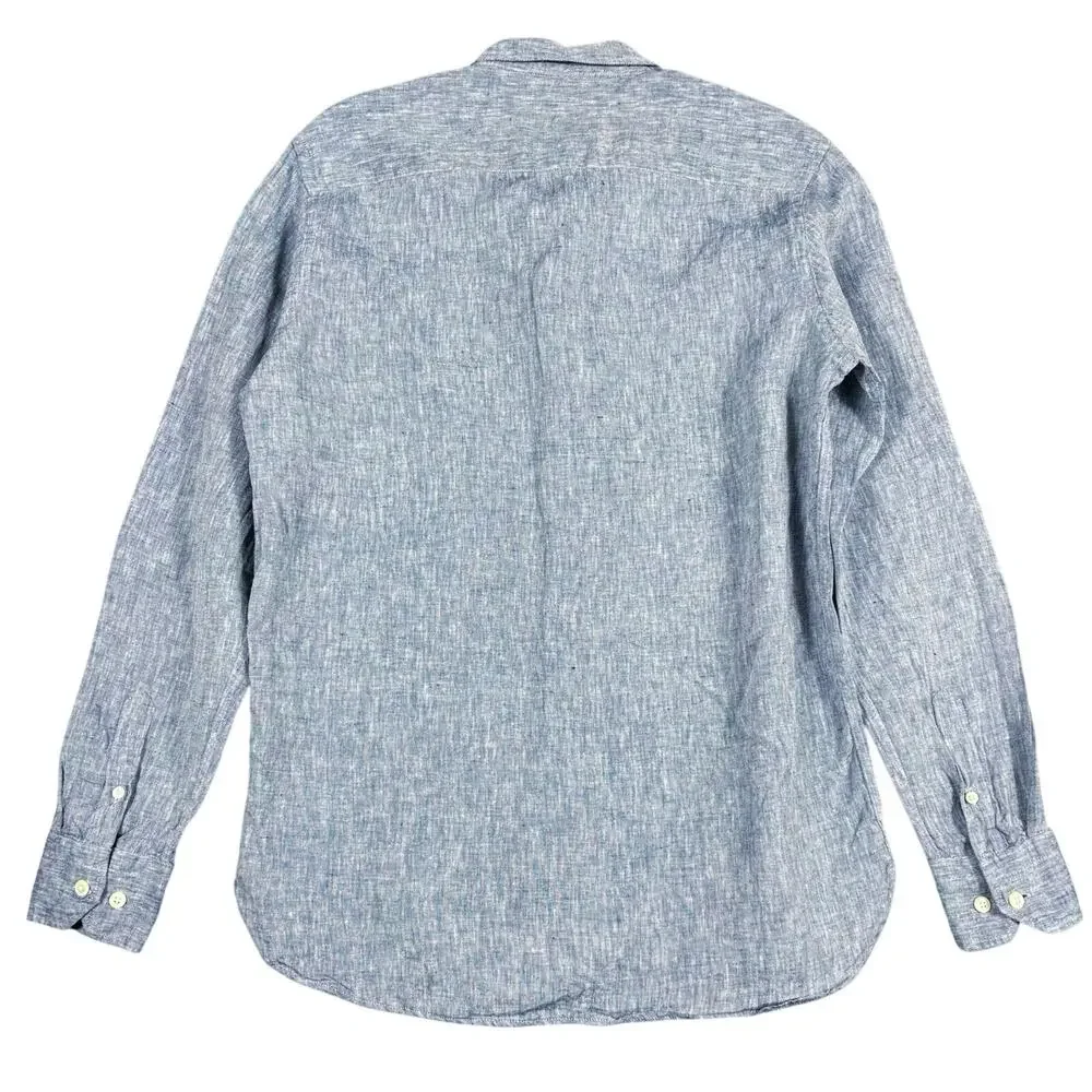 Oficina Reserva Men’s Size Small Blue 100% Linen Long Sleeve Button Up Shirt - Picture 3 of 8
